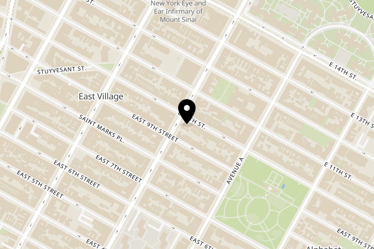 Map showing the location of Nishaan on 160 1st Ave in New York